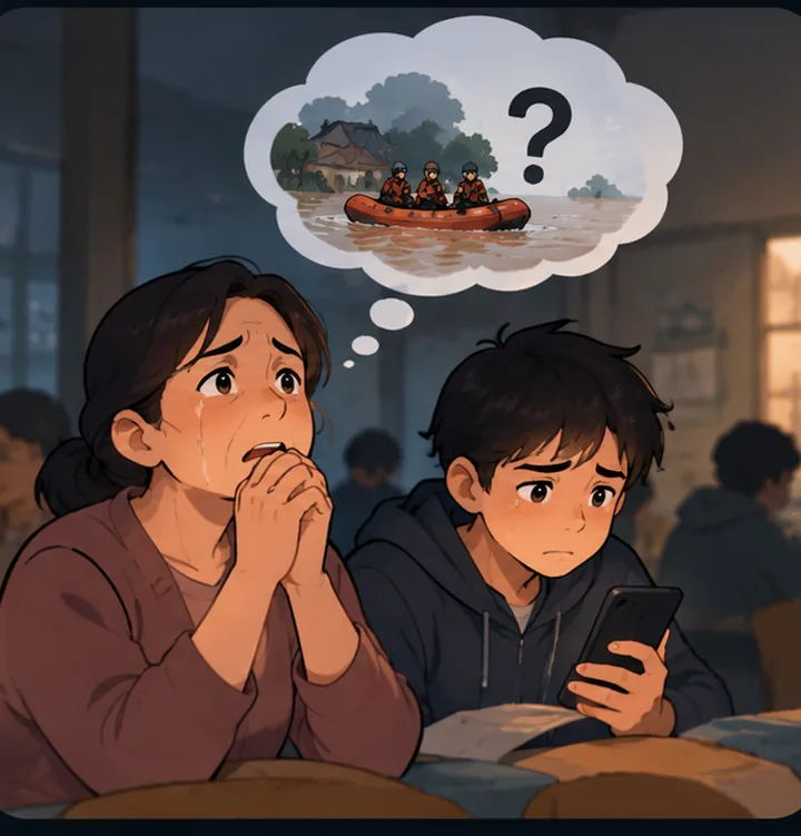 Waiting for a message, not knowing if help is on the way.